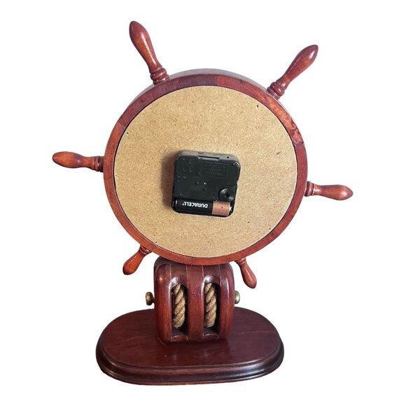 Ship Wheel Pedestal Style Mantel Clock Heritage Mint Wood Blocks and Tackle - Picture 4 of 9